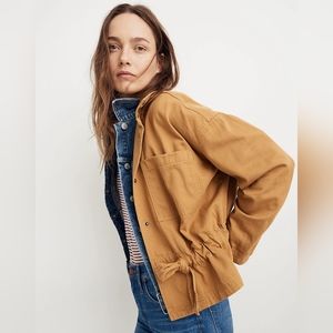 Madewell Southlake Military Jacket Womens Mustard Snap Button Tie Waist SZ Small